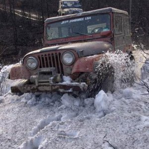 CJ5 bustin' thru the drifts