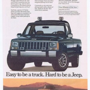 1986 Jeep Comanche pickup truck photo print ad