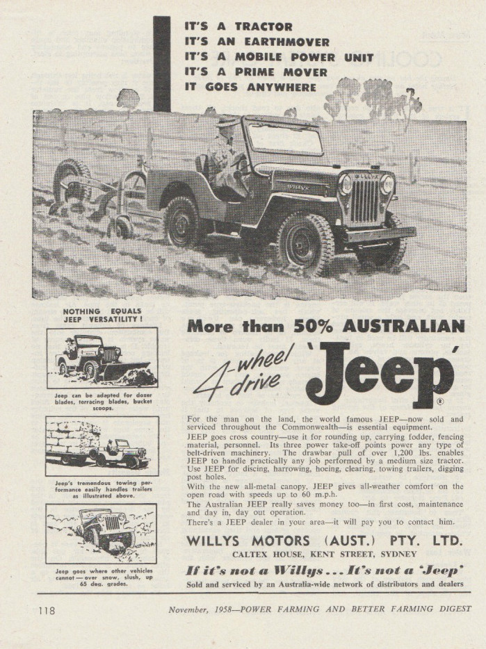 1958 WILLYS Advertisement